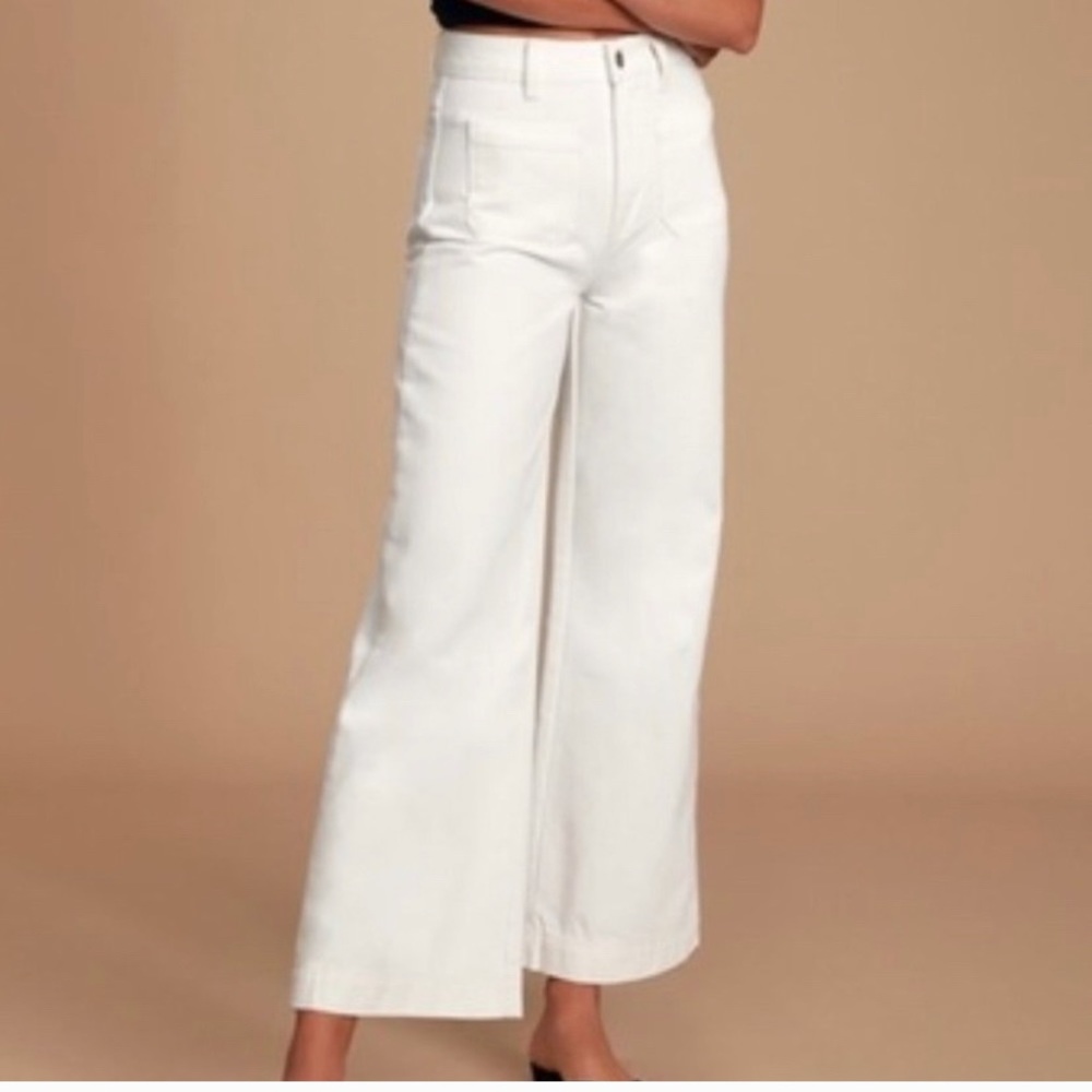Rollas high waisted white wide leg pants